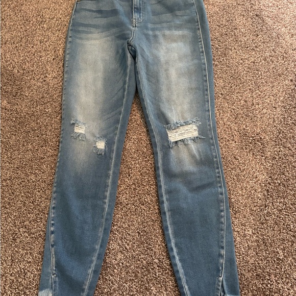 Women's Blue Distressed Jeans - Picture 1 of 1